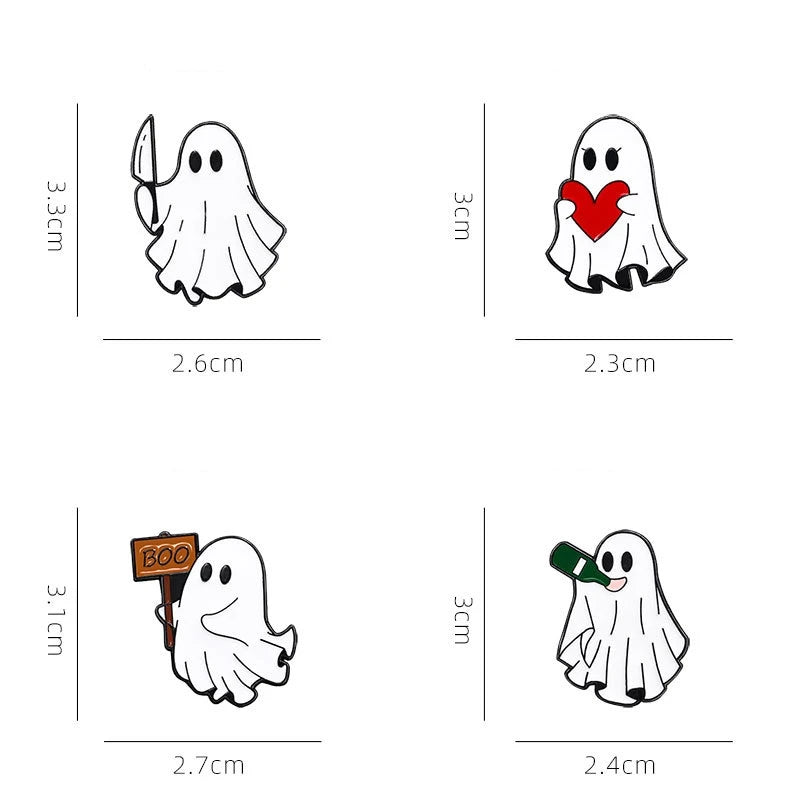 Cute Cartoon Ghost Enamel Brooch Creative Halloween Funny Gift Lapel Pin Badge Backpack Clothing Hat Accessories