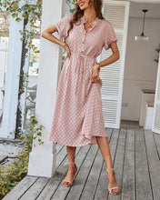 Load image into Gallery viewer, Ladies Polka Dot Print Shirt Dress Women Casual Midi Holiday Summer Dress Female Loose Women Beach Dress Sundress Robe Vestidos