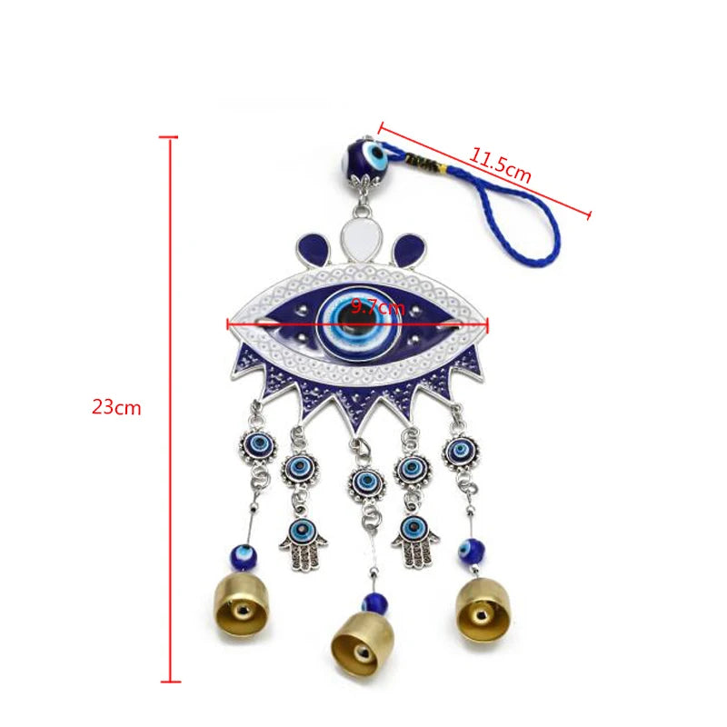 Lucky Eye Fatima Hamsa Hand Turkish Evil Eye Beads Tassel Wall Hanging Decor Alloy Decoration for Home Living Room Car BE51