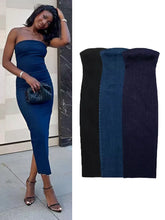 Load image into Gallery viewer, TRAF Off Shoulder Denim Dress Woman Blue Corset Long Dress Women Midi Bodycon Dresses For Women 2023 Elegant Party Dresses