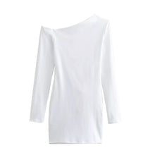 Load image into Gallery viewer, TRAF Women Fashion Spring New Long-sleeved Fold White Asymmetric Dress French Chic Female Sexi Mini Evening Clothing