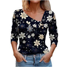 Load image into Gallery viewer, T Shirt For Women Fashion Long Sleeve Top White Floral Print Shirts And Blouses Autumn Winter Clothes For Women 2024