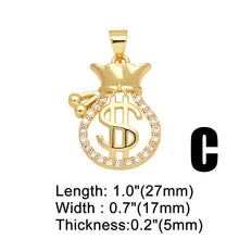 Load image into Gallery viewer, OCESRIO Trendy Crystal balance Scale Pendant for Necklace Copper Gold Plated Key Purse Jewelry Making Supplies DIY pdtb390