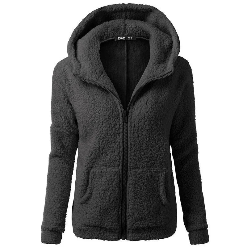 Autumn Winter Warm Jacket Women hoodie Hooded 2024 Casual Female Hoodies Sweatershirt Zipper Coat Solid Soft Fleece Women Coat