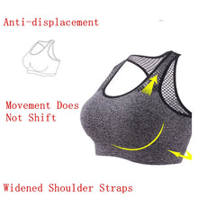 Load image into Gallery viewer, Mesh Sports Bra Hollow Out Sport Top Seamless Fitness Yoga Bras Women Gym Top Padded Running Vest Shockproof Push Up Crop Top