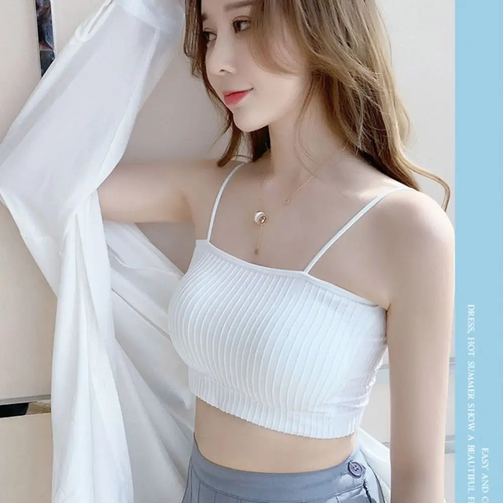 Slim Women Tank Top Fashion Korean Version Polyester Fiber Tube Top Underwear Breathable Bra Tank Top