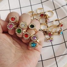 Load image into Gallery viewer, 12/36PCS/set Adjustable Kids Crystal Rings Jewelry Heart Star Square Open Finger Ring For Children Girl Party Gift