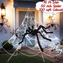 Load image into Gallery viewer, 150/200cm Black Scary Giant Spider Huge Spider Web Halloween Decoration Props Haunted House Holiday Outdoor Giant Decoration