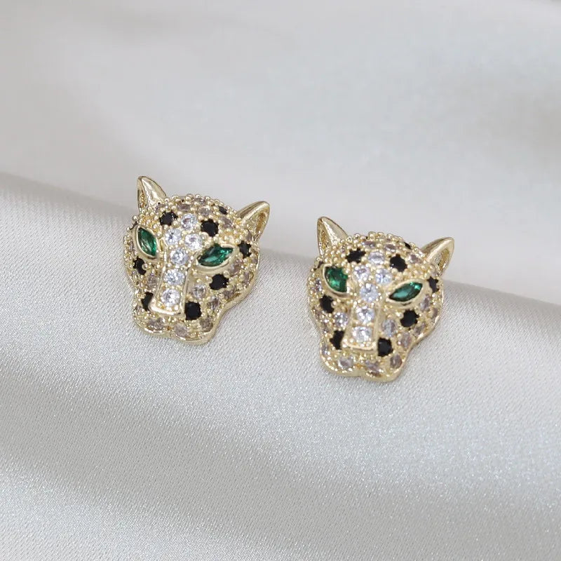 Korea New Design Fashion Jewelry Exquisite Copper Set Zircon Colorful Animal Leopard Earrings Luxury Women's Gala Party earrings