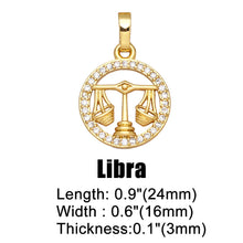 Load image into Gallery viewer, OCESRIO 12 Constellation Zodiac Charms for Jewelry Making Gold Plated Copper Zircon Supplies for Jewelry Findings pdta618