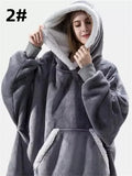 Winter Hoodies Sweatshirt Women Men Pullover Fleece Giant TV Oversized Blanket with Long Flannel Sleeves