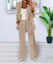 Load image into Gallery viewer, Autumn Winter Solid Color Blazer Women Long Sleeve Suit Simple Casual Pocket Fashion Temperament Female Office Pants 2 Piece Set