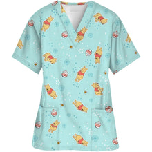 Load image into Gallery viewer, Summer  Disney Winnie the Pooh Medical Nurse Uniform Jogger Hospital Uniforms Scrubs New Spa Uniforms Women V-neck Fashion Top