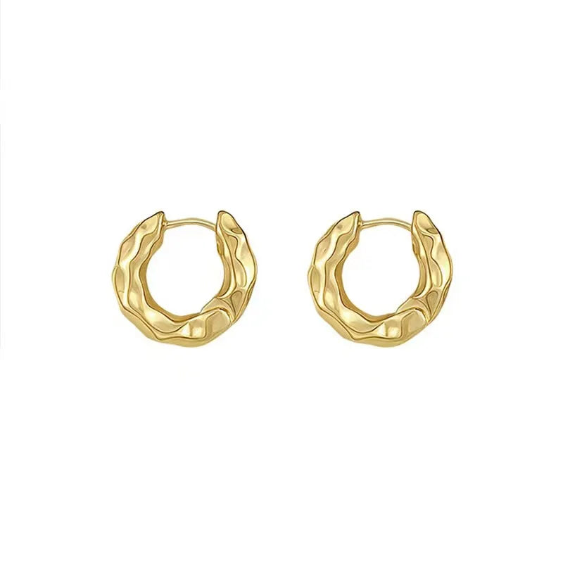 Simple Silver Color Golden Metal Hoop Earrings for Women Fashionable Personalized Daily Accessories Party Jewelry Birthday Gifts