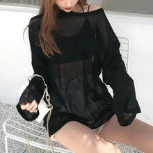 Load image into Gallery viewer, Sheer T-shirts Women Loose Korean Style Summer Sun-proof Casual Simple All-match Thin Lazy Fashion Ulzzang Temperament Classic