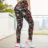 PD284 European and American Fashion Leggings, WOMEN'S Floral Prints, Fitness and Leisure Leggings, High Elasticity Leggings