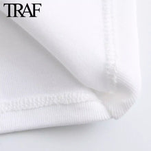 Load image into Gallery viewer, TRAF Women Fashion Spring New Long-sleeved Fold White Asymmetric Dress French Chic Female Sexi Mini Evening Clothing