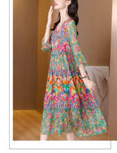 Load image into Gallery viewer, Summer Dress 2023 Woman Silk Floral Dress Elegant Long Beach Vintage Dresses for Women