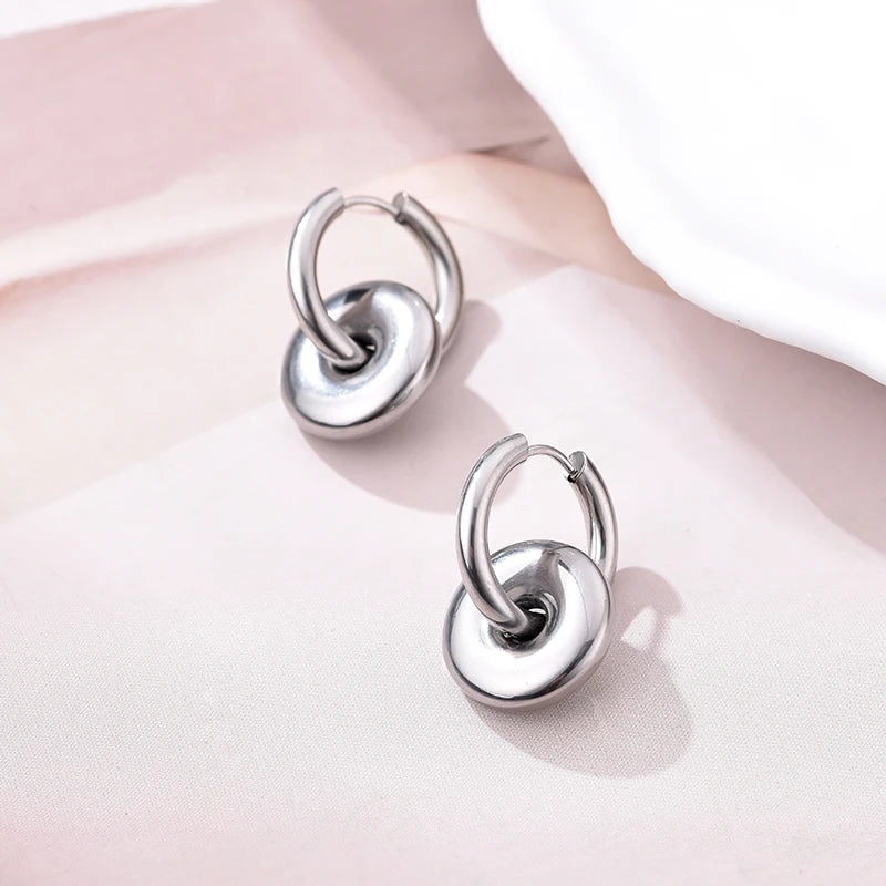 Classic Stainless Steel Heart Star Hoop Earrings For Women Punk Hip Hop Gold Silver Color Y2K Jewelry Female Earrings oorbellen