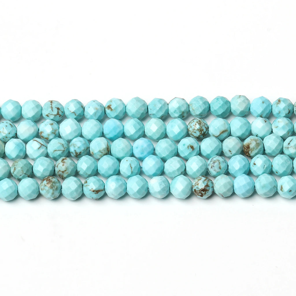 2/3/4mm Faceted Turquoise Natural Stone Beads Blue Tiny Loose Beads for Waist Jewelry Making DIY Bracelets Accessories 15''