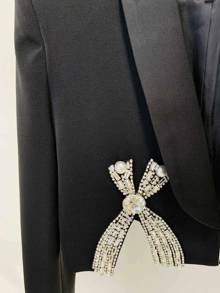 HIGH STREET Newest 2024 Designer Runway Suit Set Women's Luxurious  Diamonds Beaded  Short Blazer Skirt Suit