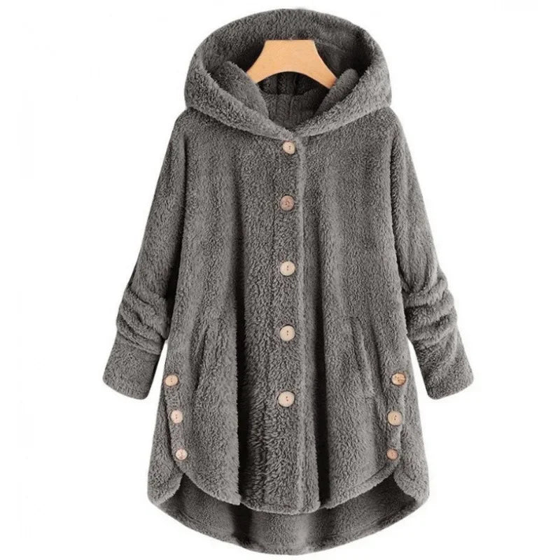 Autumn Winter Coat Women Warm Teddy Bear Coat Wool Jacket Female Plush Coat Hooded Jacket New Women's Coats Solid Color Jacket