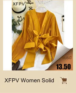 XFPV Women Three-dimensional Flower Wooden Ear Edge Patchwork  T-shirt Puff Short Sleeve Fashion Sweet Korea Tide Summer 2023