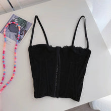 Load image into Gallery viewer, Sexy Embroidery Lace Women Camis Tops Women Corset Bralette Cami Front Buttons Crop Cute Vest Elegant French Chic Party Clubwear