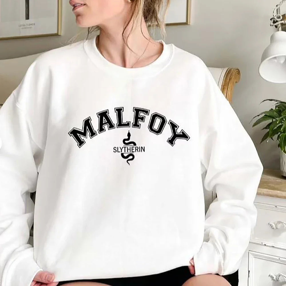 Malfoy Sweatshirt House Sweatshirts Dark Academia Crewneck College Sweatshirt Unisex Long Sleeve Pullover Autumn Winter Hoodies