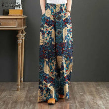 Load image into Gallery viewer, Bohemian Vintage Long Pants ZANZEA Women Wide Leg Trousers Summer High Waist Printed Pantalon Female Elegant Work Palazzo Capris