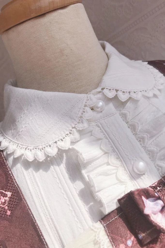 Japanese Preppy White Shirts Women Vintage Victorian Elegant Lace Ruffles Blouses Sweet Lolita Long Sleeve Slim Crop Tops New