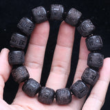 Authentic Natural Ebony Tibetan Six-Character Mantra Tibetan Prayer Wheel Bracelet 15mm Unisex Bracelet