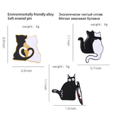 Load image into Gallery viewer, Cat Brooch Skull Cat Brooch Halloween Wizard Hat Couple Cat Sun Moon Cat Brooch Black White Cat Alloy Enamel Badge Lapel Pins