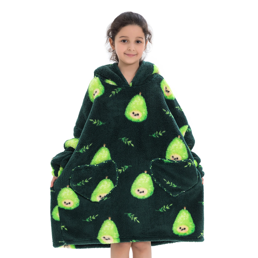 Flannel Blanket with Sleeves Winter Hoodies Sweatshirt   Fleece Giant Wearable Blanket Hoodie Oversized for adults kids babys