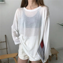 Load image into Gallery viewer, Sheer T-shirts Women Loose Korean Style Summer Sun-proof Casual Simple All-match Thin Lazy Fashion Ulzzang Temperament Classic