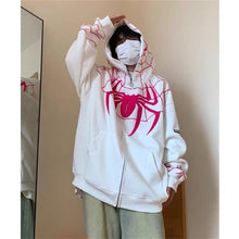 Load image into Gallery viewer, Embroideried Spider Full Zip Up Hoodies Women Men Long Sleeve Loose Jacket Hood Shirt Harajuku Hip Hop Streetwear Y2K Sweatshirt