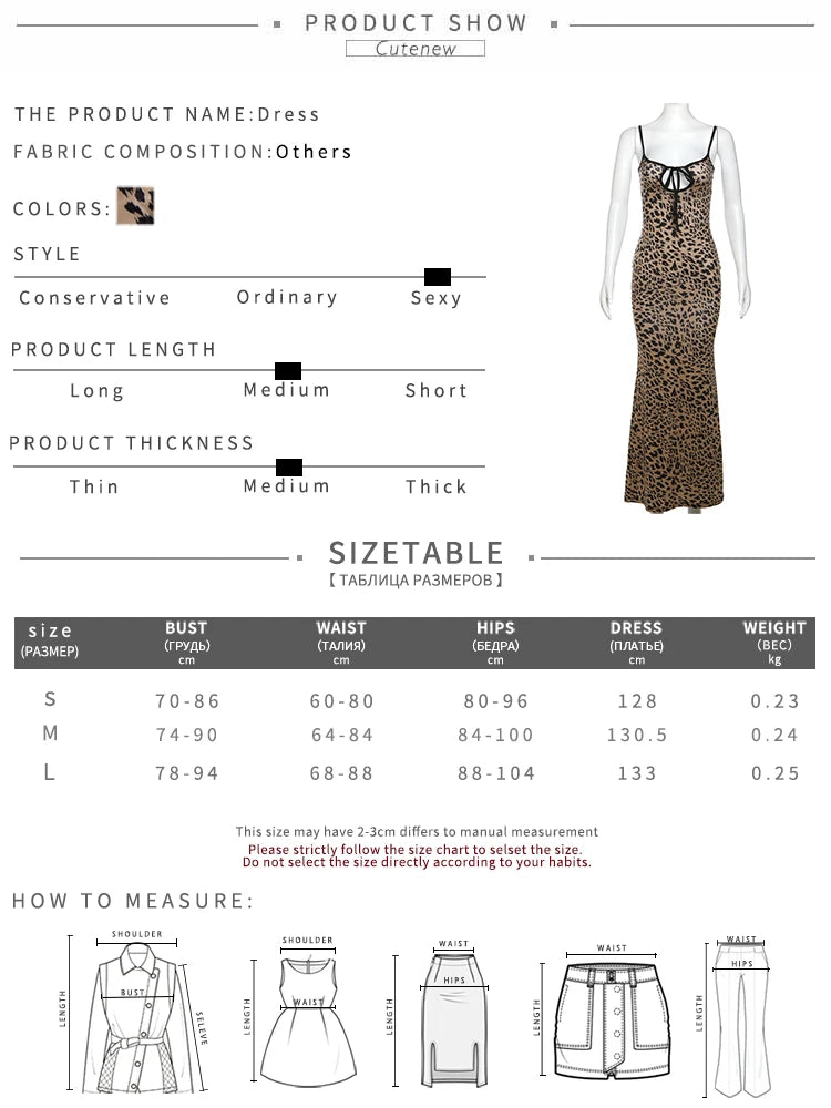 Cutenew Women's Leopard Printed Maxi Dress Elegant Spaghetti Strap Backless Lace-up Robe Skinny Retro Dresses Vestidos New 2023