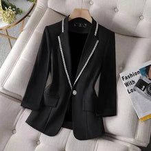 Load image into Gallery viewer, 2022 Autumn  Women&#39;s Blazer Paillettes Femme Summer Sunscreen Jacket White New Suit Jacket Women&#39;s Fashion Thin Black Cardigan