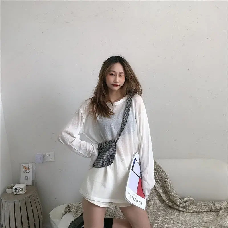 Sheer T-shirts Women Loose Korean Style Summer Sun-proof Casual Simple All-match Thin Lazy Fashion Ulzzang Temperament Classic