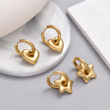 Classic Stainless Steel Heart Star Hoop Earrings For Women Punk Hip Hop Gold Silver Color Y2K Jewelry Female Earrings oorbellen