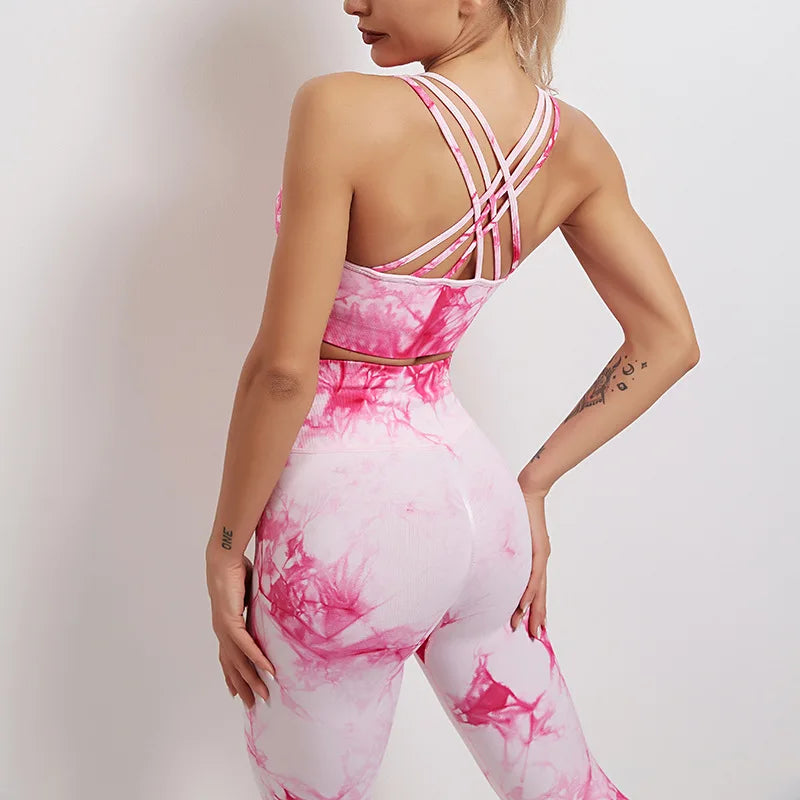 Tie Dye Leggings Seamless Women Fitness Leggings Push Up Booty Lifting Workout Pants Gym Running Legging/Bras/Shorts/Tops