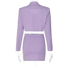 Load image into Gallery viewer, Blazer Suits 2 Pieces Outfit Women Long Sleeve Crop Coat + High Waist Mini Skirt Autumn Clothes Streetwear Y2k Two Piece Sets