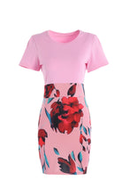 Load image into Gallery viewer, New Colored Flower Wrapped Hip Short sleeved Dress for Women