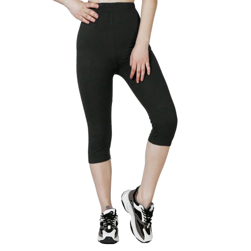 Spring and Summer Solid Color Matte Capris for WOMEN'S Fashionable High Elastic Elastic Leggings