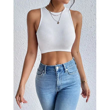 Load image into Gallery viewer, Sport Crop Top Women Fashion Sleeveless Sport Vest Solid Color Fitness Tank Top Seamless Streetwear Base Tees Tops