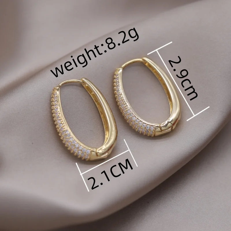 2024 French new design fashion jewelry luxury zircon oval drop earrings elegant women's party accessories