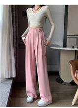 Load image into Gallery viewer, High Waist Buttons Suit Wide Leg Women&#39;s Full Pants 2024 New Spring Summer Female Elegant Minimalism Straight Loose Trousers