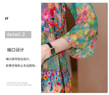 Load image into Gallery viewer, Summer Dress 2023 Woman Silk Floral Dress Elegant Long Beach Vintage Dresses for Women