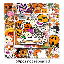 Load image into Gallery viewer, 10/30/50PCS Cartoon Halloween Stickers Ghost Bat Pumpkin Graffiti Decals DIY Laptop Fridge Gift Phone Festive Sticker Kids Toys