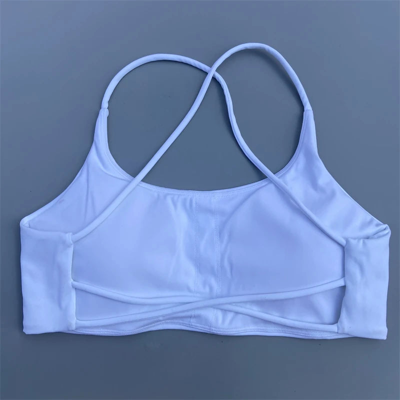 Women Sports Bra Sexy Cross Straps Back Fitness Bralette High Impact Gym Yoga Workout Crop Top Vest Push Up Running Underwear